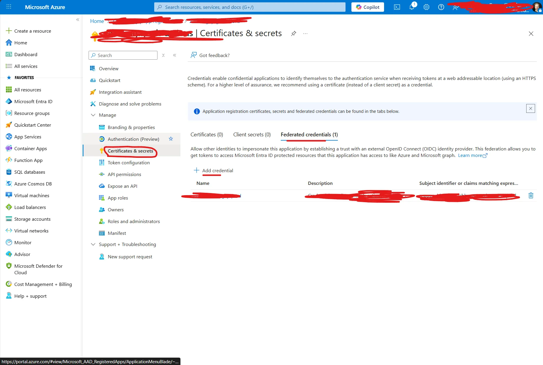 Create federated credential on Microsoft Azure Entra ID.